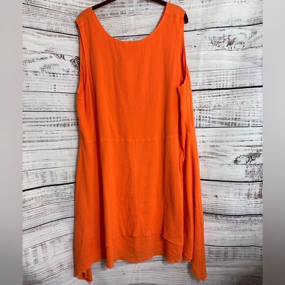 Soft surroundings Dress Womens Plus Sz 2X Beach gauze asymmetric celosia orange - Picture 4 of 14